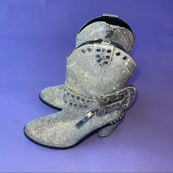 Diamond rhinestone ankle cowboy boots - Picture 5 of 5
